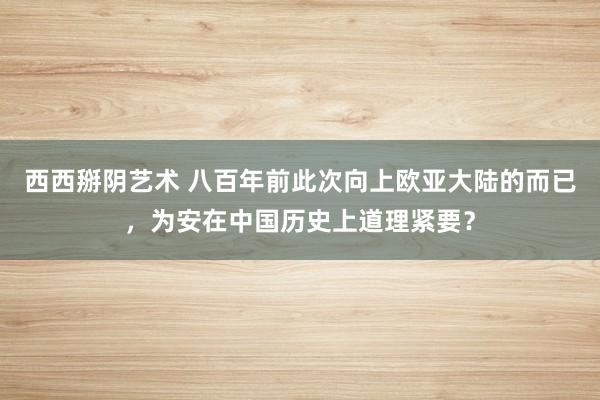 西西掰阴艺术 八百年前此次向上欧亚大陆的而已，为安在中国历史上道理紧要？