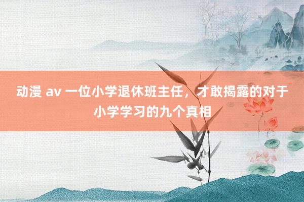 动漫 av 一位小学退休班主任,才敢揭露的对于小学学习的九个真相